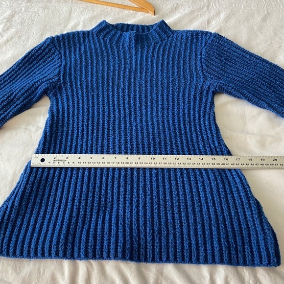 Soaked in Luxury (SAMPLE) Women's Blue Mock Neck Knit LS Sweater Size S/M Flared - Picture 12 of 13